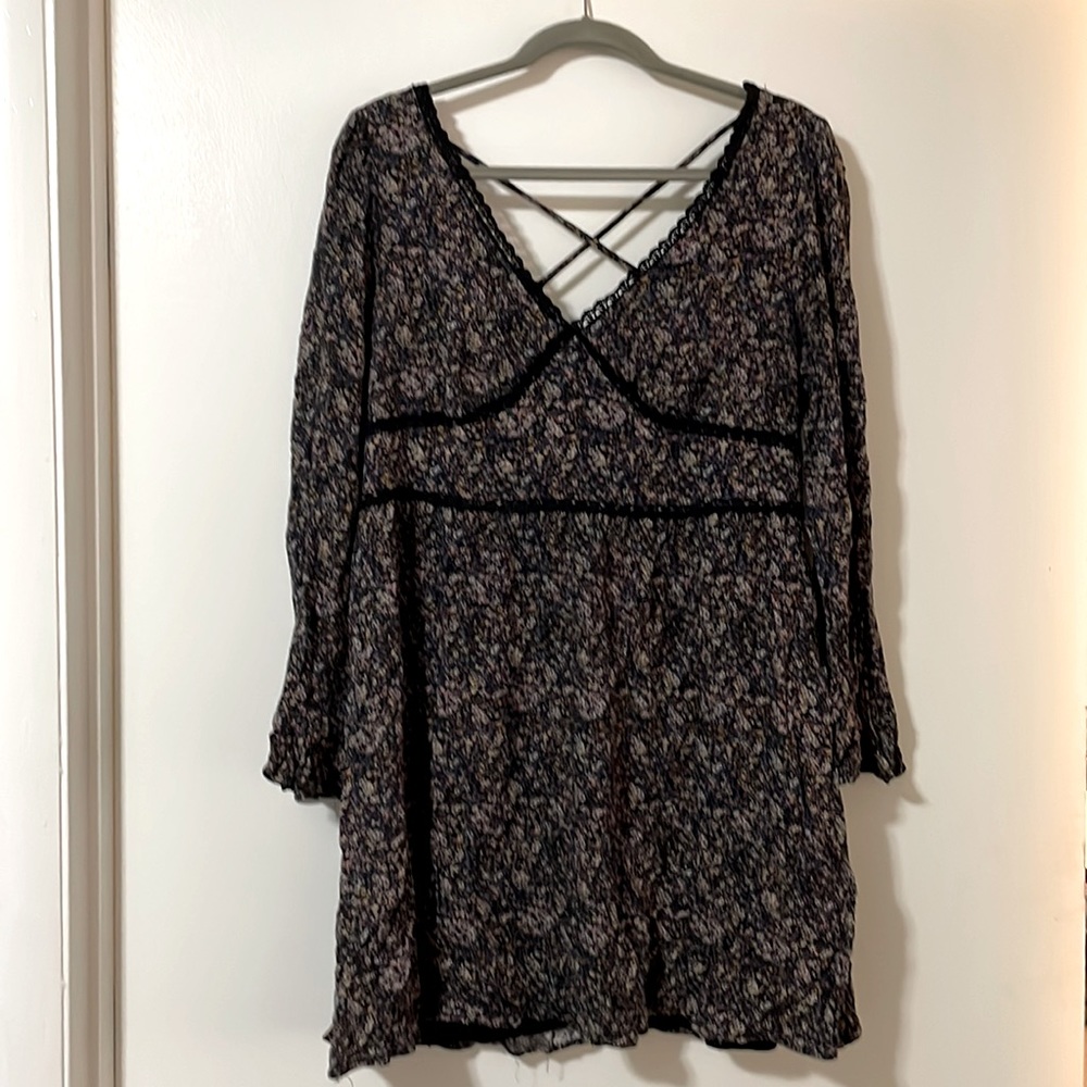 Xhilaration Fairycore Fairy Grunge Dark Floral Long Sleeve Dress